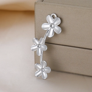 Pendentif fleurs en acier inoxydable poli avec crochet pour bijoux artisanaux