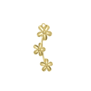 Pendentif trois fleurs en acier inoxydable doré avec design courbé pour la création de bijoux
