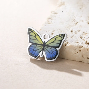 Gradient butterfly pendant in stainless steel for DIY jewelry making and craft projects