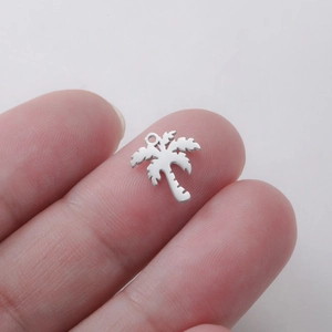 Mini stainless steel palm tree pendant charm for handmade DIY necklaces and bracelets