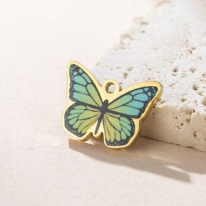 Colorful gradient butterfly pendant made of stainless steel for DIY jewelry making