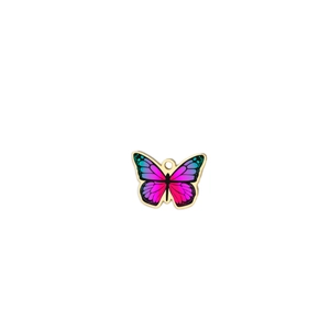 Colorful butterfly stainless steel pendant with pink and purple gradient for DIY jewelry