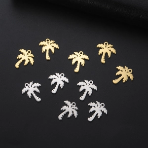 Stainless Steel Tropical Palm Tree Pendant Mini Charm For DIY Necklace Bracelet Earring Jewelry Making Accessories Steel Gold