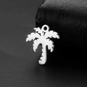 Polished stainless steel tropical palm tree charm pendant for DIY jewelry making