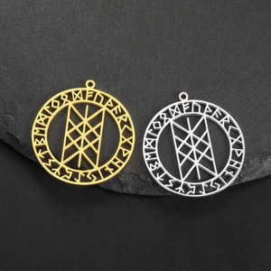 Roestvrij Staal Viking Rune Hanger Web Van Wyrd Geometrische Ronde Bedel Voor DIY Ketting Armband Sieraden Maken