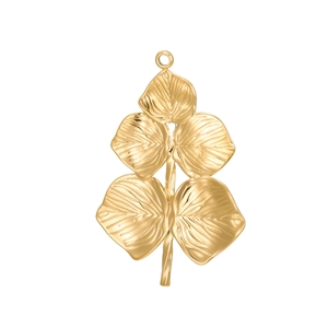 Polished gold stainless steel leaf pendant for DIY jewelry making with realistic vein texture
