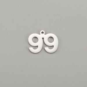 Polished stainless steel number 99 pendant charm with round hanging ring for jewelry DIY