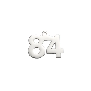 Polished stainless steel number 84 pendant charm for DIY jewelry and necklaces