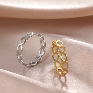 Anello Infinito Cavo in Acciaio Inossidabile Minimalista Per Donna Uomo Fascia Ovale Intrecciata Geometrica Gioielli Moda