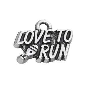 Antiek Zilveren Legering Love To Run Sneaker Hanger Voor DIY Sieraden Maken Sportieve Motivatie Charm Knutselbenodigdheden Accessoire