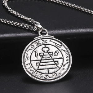 Retro Seal of Solomon pentagram amulet pendant necklace in silver stainless steel