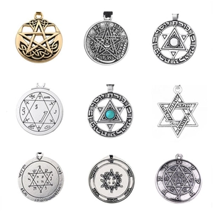 Vintage Alloy Solomon Pentagram Amulet Pendant Retro Gothic Seal Of Solomon Religious Protective DIY Jewelry Pendant For Unisex