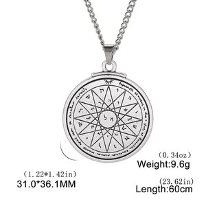 Macro detail of Seal of Solomon pendant showing dimensions and weight measurements