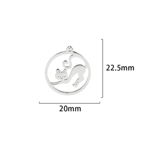Dimensiones del colgante de gato en acero pulido con 22,5 mm de alto y 20 mm de ancho