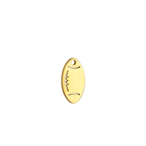 Detailed close-up of a 18K gold-plated rugby ball pendant for DIY jewelry making