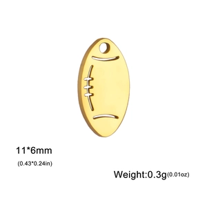 18K gold plated solid rugby charm pendant 11x6mm for DIY jewelry making supplies