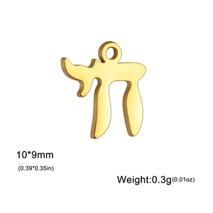 Golden Chai symbol pendant 10x9mm stainless steel charm for DIY jewelry making