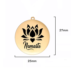 Pendentif lotus Namaste doré en acier inoxydable pour création de bijoux DIY