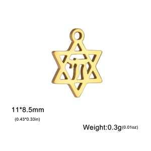 Pendentif Étoile de David Chai en acier titane pour bijoux DIY, breloque dorée