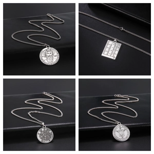 Retro Alloy Solomon Seal Pentagram Amulet Necklace Men Hebrew Occult Supernatural Religious Portrait Pendant Jewelry Gift