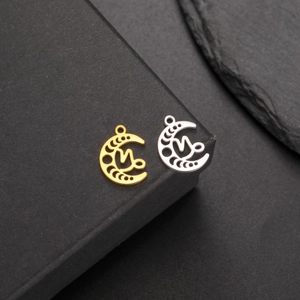 18K gold and silver stainless steel crescent moon zodiac Capricorn pendant DIY accessories