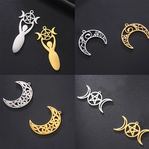 Stainless Steel Wiccan Triple Moon Goddess Pentagram Pendants Celtic Knot Crescent Moon Charms For DIY Jewelry Making