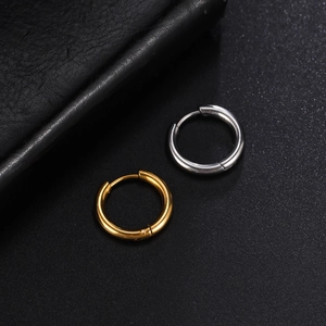 Minimalist Stainless Steel Huggie Hoop Earrings For Women Men 18K Gold Plated Round Circular Hinged Ear Buckle Daily Jewelry