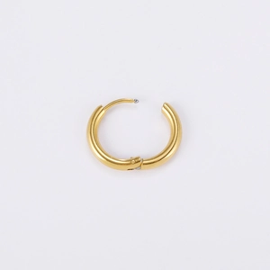Minimalist 18K gold plated stainless steel hinge hoop earrings with polished mirror finish