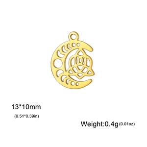 18K gold plated vintage moon phase Celtic knot pendant for DIY jewelry making