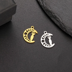 18K gold and silver stainless steel crescent moon goddess charms for DIY jewelry making