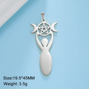 Triple Moon Goddess pendant with pentagram and 18K gold plating for spiritual DIY jewelry
