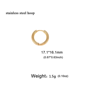 18K gold plated stainless steel hoop earring 17.1x16.1mm with size and weight info