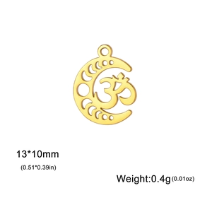 Golden moon phase yoga Om pendant charm made of titanium steel for jewelry making