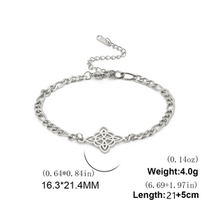 Bracelet de cheville Figaro en acier inoxydable argenté avec pendentif nœud celte