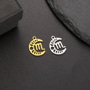 Scorpio zodiac crescent moon pendants in 18K gold and silver stainless steel finish