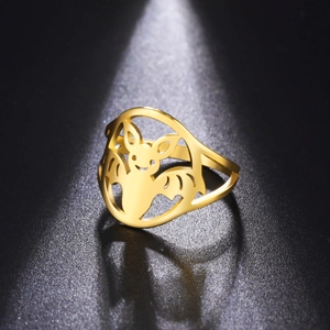 Minimalistischer goldener Fledermausring aus Edelstahl im Gothic-Design mit Politur