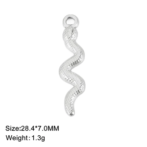 Minimalist snake-shaped stainless steel pendant with textured scales and silver finish