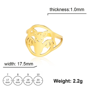Größentabelle für goldenen Fledermausring mit 17,5 mm Breite und 1,0 mm Dicke im Detail