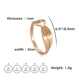 Dimensions détaillées et poids pour la bague spirale en acier inoxydable dorée 18 carats