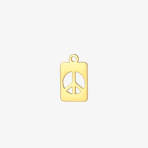 Detailed view of gold stainless steel peace symbol pendant for jewelry making