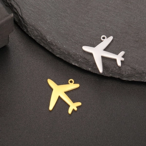 Pendentifs avion en acier inoxydable poli or et argent pour colliers et bracelets DIY