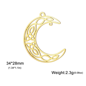 Retro Anhänger aus 18K Gold Edelstahl Mondsichel mit keltischem Knotenmuster