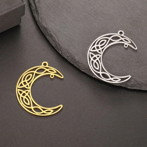 Vintage Hohl Mondsichel Anhänger Edelstahl Keltischer Knoten Charm Für DIY Halskette Armband Schmuckherstellung Zubehör