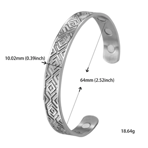 Macro detail of viking cuff bracelet showing 10mm width and magnetic therapy stones