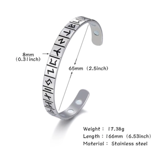 Viking style stainless steel 8mm cuff bracelet featuring Celtic knot and Rune engraving
