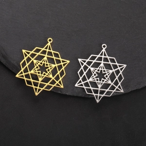 Pendentif Creux Géométrique en Acier Inoxydable Merkaba Hexagramme pour Collier Accessoires de Bijoux DIY Étoile