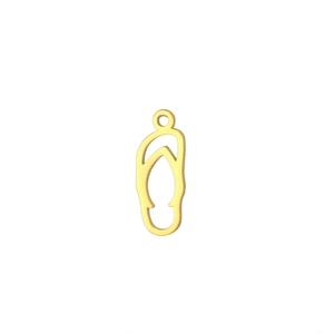 Makroaufnahme von vergoldetem Edelstahl-Flip-Flop-Anhänger für DIY-Schmuckdesign