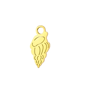 Golden stainless steel sea snail pendant with black texture details and a hanging loop