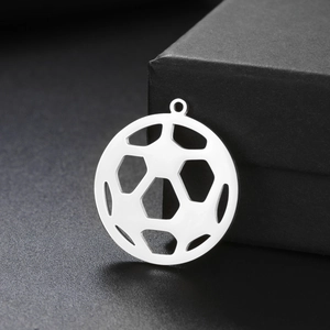 Stainless Steel Football Soccer Pendant Hollow Out Ball Charm For DIY Jewelry Making Sports Style Necklaces Accessories