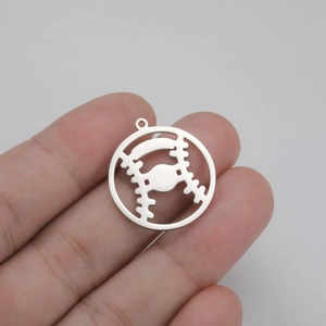 Polished stainless steel baseball hollow pendant charm for DIY jewelry and accessories